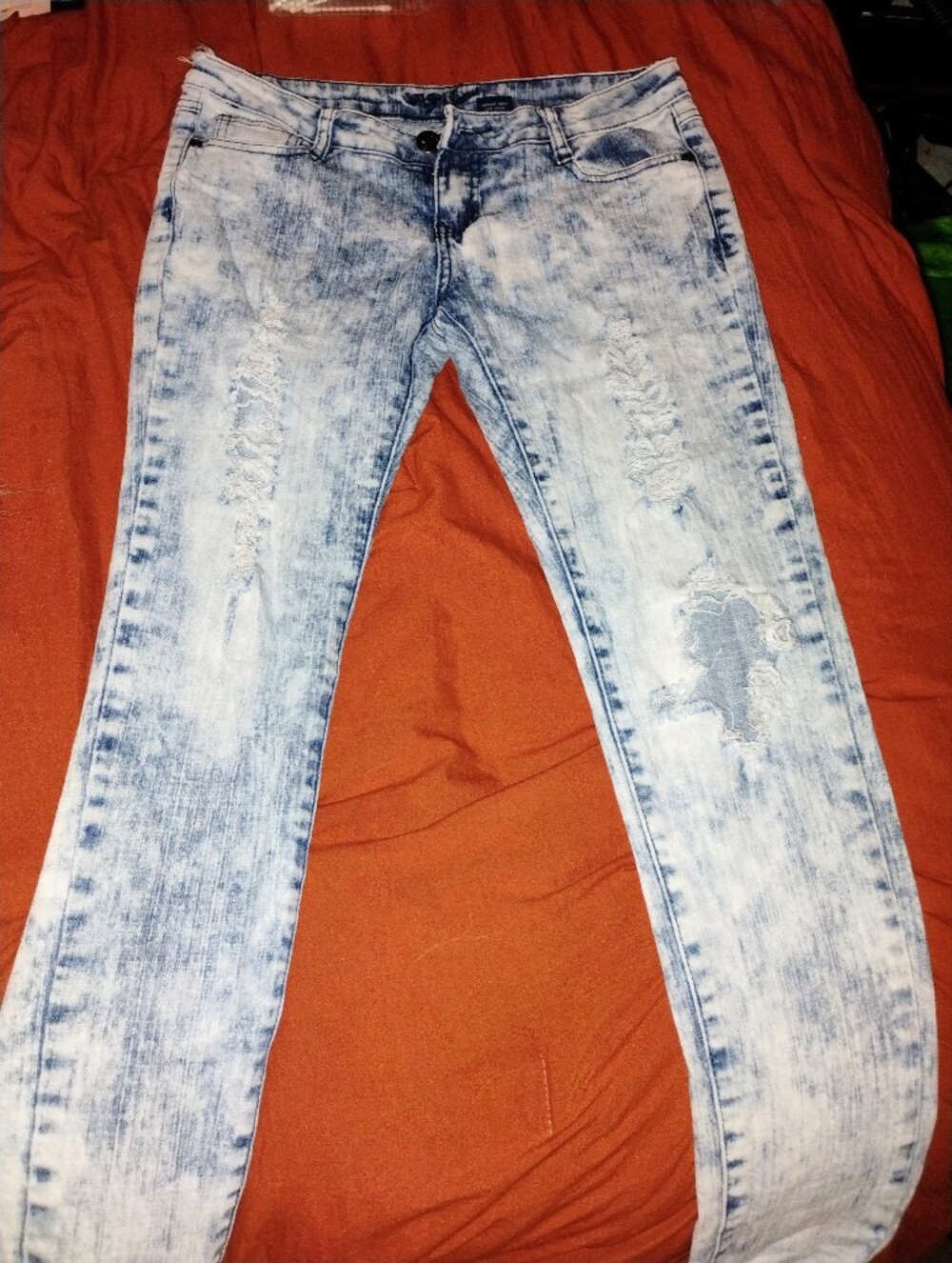 VIP Light Blue Acid Wash Distressed Women’s Jeans